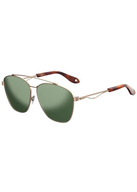 Givenchy Men's GV 7049 Mirrored Square Aviator Sunglasses, Gold